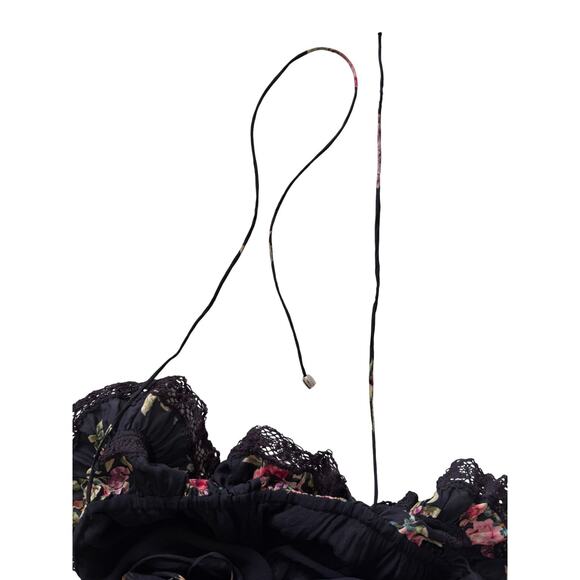 Zimmermann Honour Floral Print Silk Habutai Tiered Midi Dress Black - Picture 9 of 9